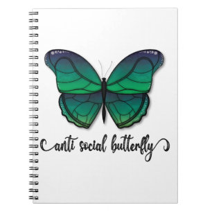 Anti Social Green Butterfly Notebook