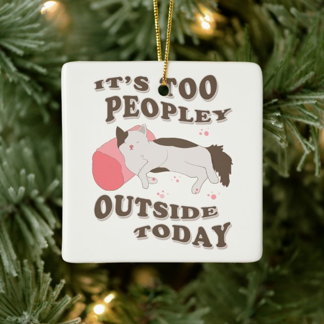 Anti-social kitty cat ceramic ornament (Tree)