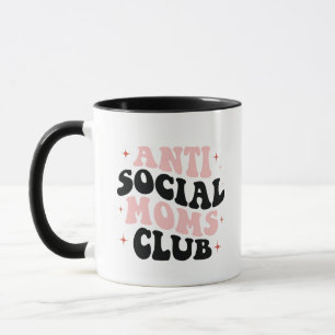 Anti Social Mum's Club Retro Pink Typography Mug