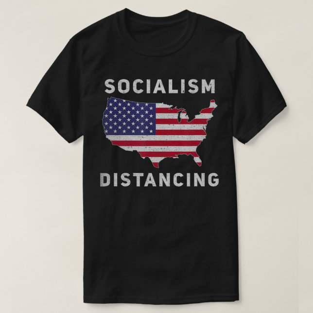 Anti Socialism Political USA Flag Socialism Distan T-Shirt (Design Front)