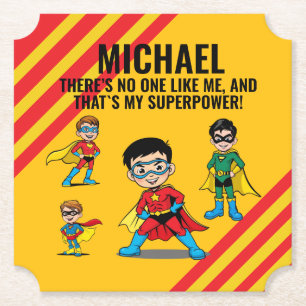 ANTI-STRESS KIDS HERO SUPERHERO POWER PAPER COASTER