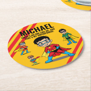 ANTI-STRESS KIDS HERO SUPERHERO POWER TEAM ROUND PAPER COASTER