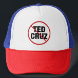 Anti Ted Cruz Trucker Hat<br><div class="desc">Democrats unite against Ted Cruz. A red strike through and a circle around the name of Ted Cruz on a political hat for a liberal Texas Democrat.</div>