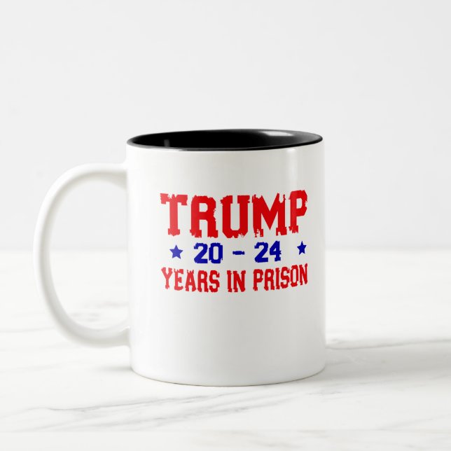 Anti-Trump 20-24 Years in prison, Democrat Two-Tone Coffee Mug (Left)