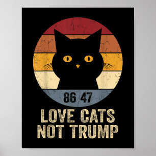 Anti Trump 86 47 Retro Tee Love Cats Not Trump Poster