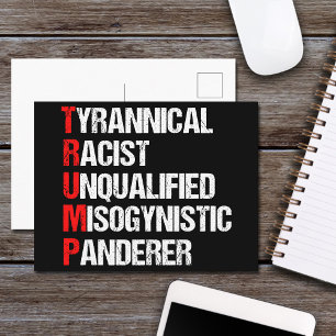 Anti Trump Acronym Political Humour Postcard
