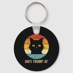 Anti Trump Af Tee Retro Funny Anti Trump Cat Key Ring
