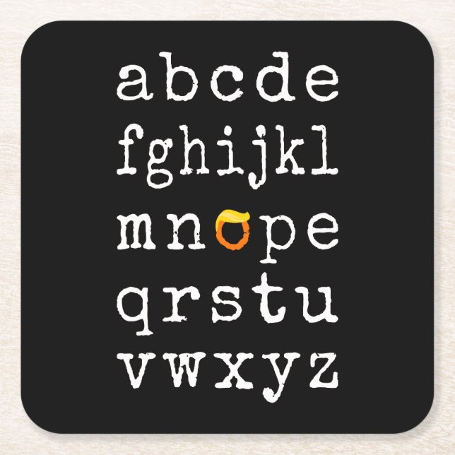 Anti-Trump Alphabet - Nope V Square Paper Coaster (Front)