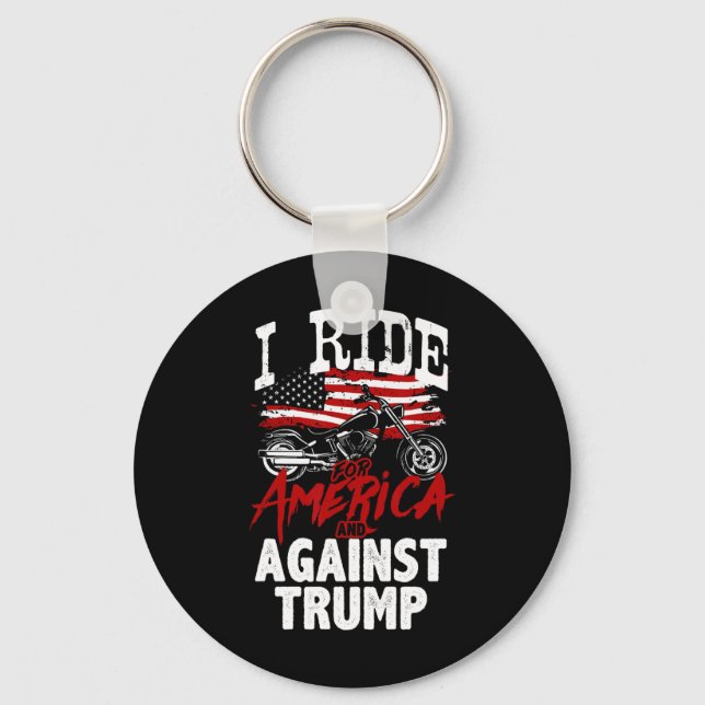 Anti Trump Biker Pro Democracy Resist Against Trum Key Ring (Front)