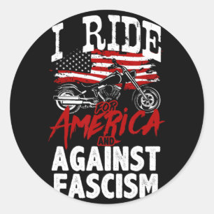 Anti Trump Biker Resist Against Fascism Protest  Classic Round Sticker