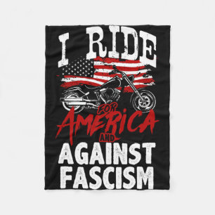 Anti Trump Biker Resist Against Fascism Protest Fleece Blanket