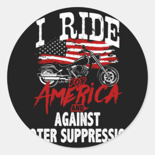Anti Trump Biker Resist Against Voter Suppression Classic Round Sticker