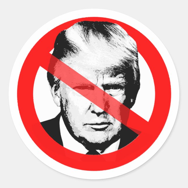 Anti Trump Crossed Out Face Classic Round Sticker (Front)
