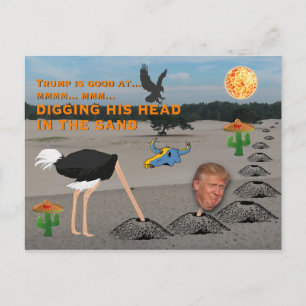 Anti Trump / Digging his head in the sand, Postcard