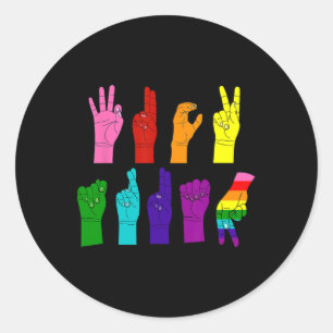 Anti Trump Hand Sign Lgbt Sign Language Lgbtq Rain Classic Round Sticker