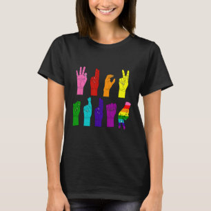 Anti Trump Hand Sign Lgbt Sign Language Lgbtq Rain T-Shirt