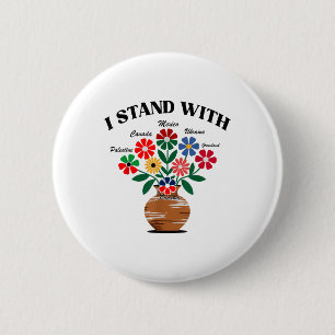 Anti Trump I Stand With Canada Mexico Greenland Uk 6 Cm Round Badge