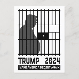 Anti Trump Lock Him Up Make America Decent Again Holiday Postcard