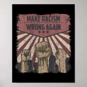 Anti Trump Make Racism Wrong Again Anti Racism Ant Poster