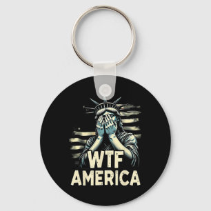 Anti-trump Political And Democracy Wtf America _1 Key Ring