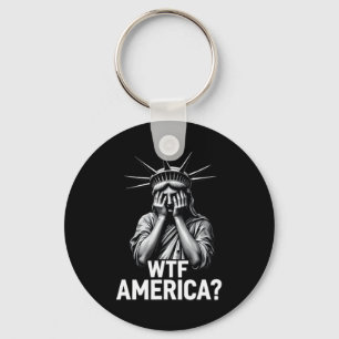 Anti-trump Political And Democracy Wtf America 1 Key Ring