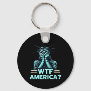Anti-trump Political And Democracy Wtf America 2 Key Ring