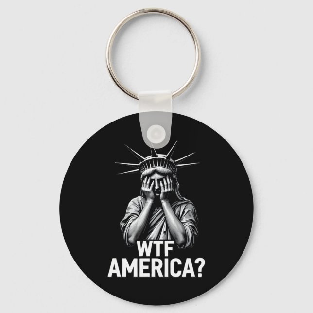 Anti-trump Political And Democracy Wtf America 2  Key Ring (Front)
