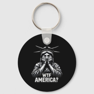 Anti-trump Political And Democracy Wtf America 3 Key Ring