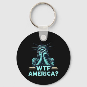 Anti-trump Political And Democracy Wtf America Key Ring