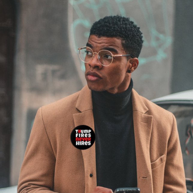 Anti trump protest slogan red black 10 cm round badge (Creator Uploaded)