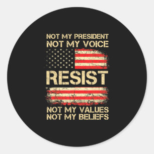 Anti-trump Resist Not My President America Flag Vi Classic Round Sticker