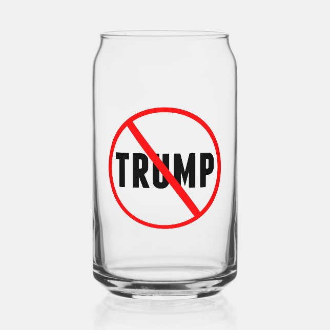 Anti Trump Simple Red Circle X Political Can Glass (Front)