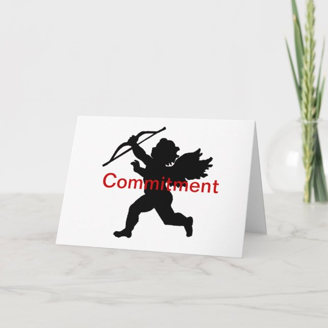 Anti-Valentine Black Cupid Commitment Card (Front)