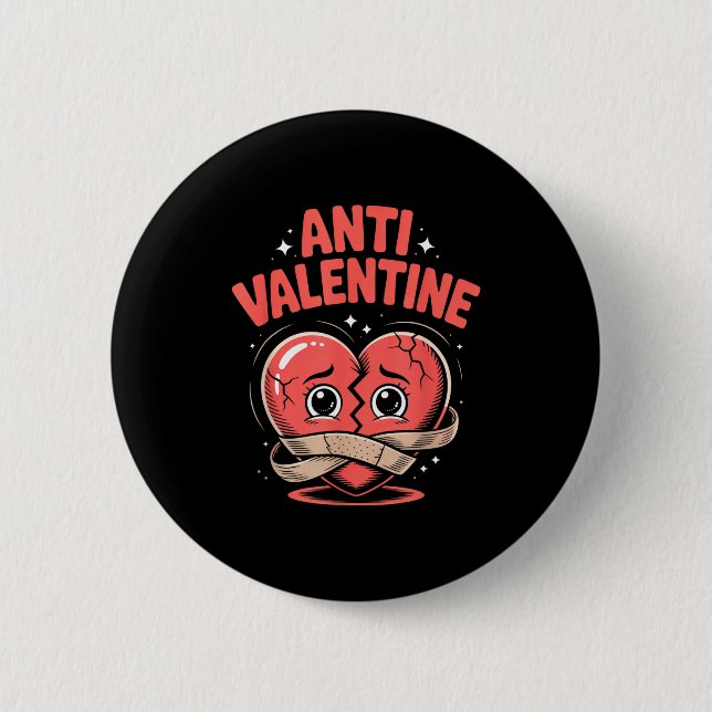 Anti Valentine Broken Heart Cute Bandaged Heart  6 Cm Round Badge (Front)
