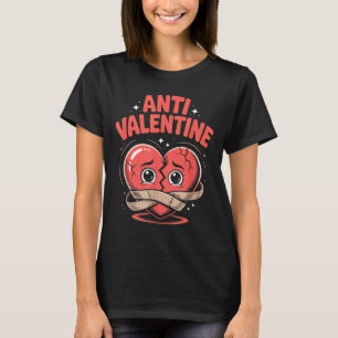 Anti Valentine Broken Heart Cute Bandaged Heart  T-Shirt
