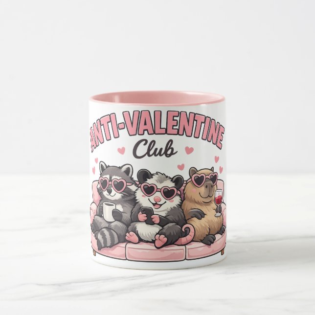 Anti-Valentine Club Animal - Capybara Opossum Racc Mug (Center)