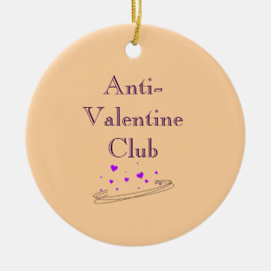 Anti Valentine Club Cute Minimal Pastel Art Ceramic Ornament