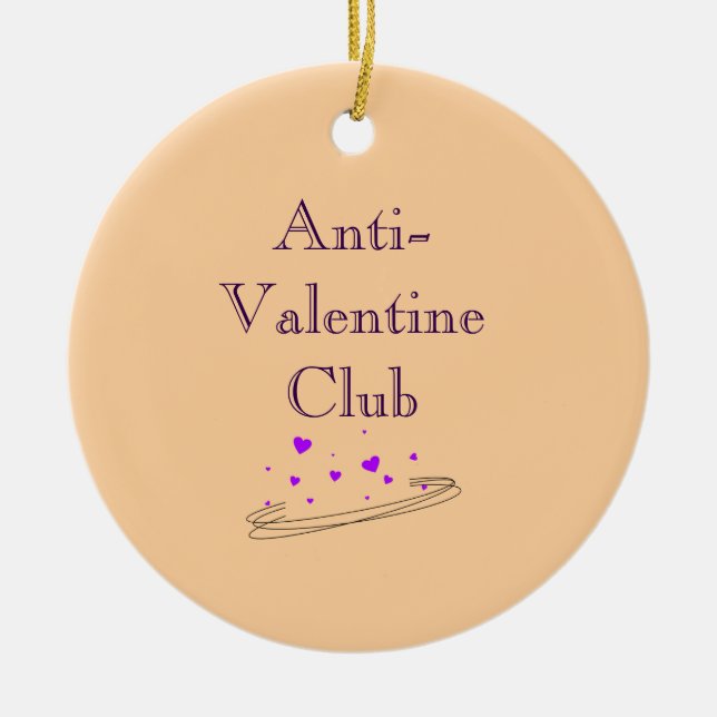 Anti Valentine Club Cute Minimal Pastel Art Ceramic Ornament (Front)