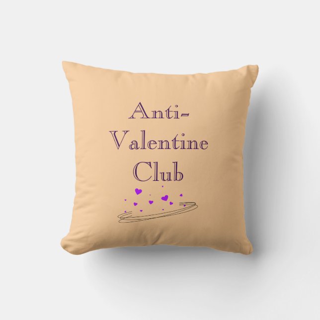 Anti Valentine Club Cute Minimal Pastel Art Cushion (Front)
