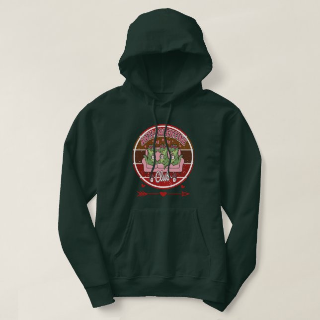 Anti Valentine Club Funny crocodile Valentine  Hoodie (Design Front)