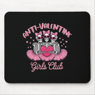 Anti-valentine Girls Club Skeleton Funny Pink Hear Mouse Pad