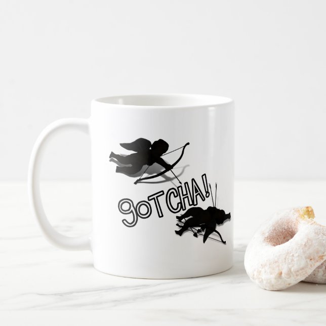 Anti-Valentine - 'GOTCHA' Cupid's Duel Coffee Mug (With Donut)