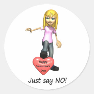 Anti-Valentine Just Say No Classic Round Sticker