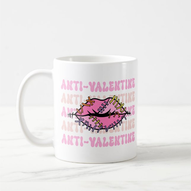 Anti Valentine Pink Lips Coffee Mug (Left)