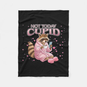 Anti-valentine Racoon Not Today Cupid Concept Fleece Blanket