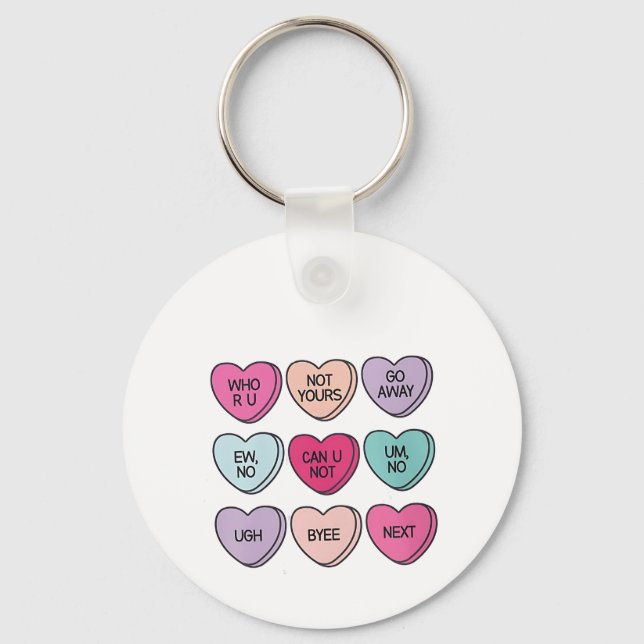 Anti Valentine’s Day Funny Single Awareness  Key Ring (Front)