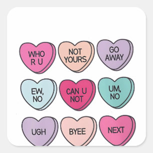 Anti Valentine’s Day Funny Single Awareness Square Sticker