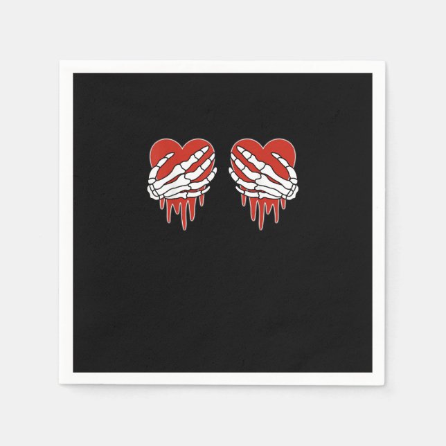 Anti Valentine Skeleton Hands Heart Goth Napkin (Front)