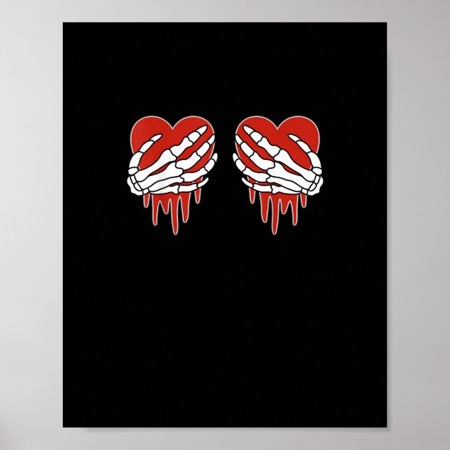 Anti Valentine Skeleton Hands Heart Goth Poster (Front)