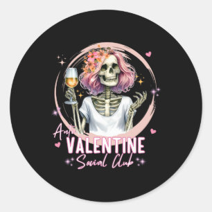 Anti Valentine Social Club Funny Skeleton Matching Classic Round Sticker